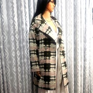 Anthropologie Eva Franco wool blend plaid coat
